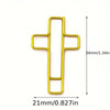A gold-colored cross-shaped metal paper clip with dimensions of 34mm in length and 21mm width.