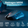 A close-up view of the Redragon M656 wireless gaming mouse highlighting its features and design.