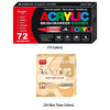 Box of acrylic brush markers featuring 72 colors and a set for skin tone colors