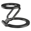 Black double-sided magnetic phone stand with a flexible kickstand design.