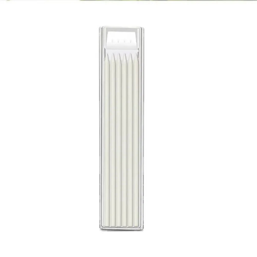A white precision mechanical pencil with a built-in sharpener for deep hole marking.