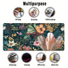 A large floral design mouse pad featuring various artistic and daily use icons like writing, drawing, tablescapping, browsing