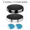 Two black and silver magnetic holders with blue accents for a car dashboard phone mount