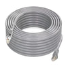 A coil of gray high-speed Cat6 Ethernet cable with connectors visible.