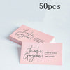 A stack of 50 pink thank you cards with black script reading Thanks Gorgeous for supporting my small business.