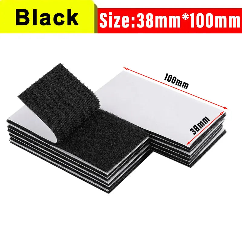 Rubans d'attache auto-adhésifs velcro noir mesurant 38mm par 100mm