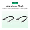 Two aluminum black USB adapter cables for a USB-C to USB 3.0 OTG device