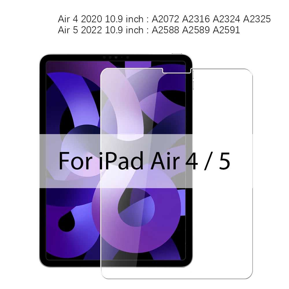 Clear tempered glass screen protector for iPad Air 4 and 5 devices
