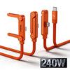 Orange foldable charging cable with integrated stand and USB-C connector.