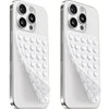 A white silicone suction cup phone mount with a double-sided grip shown in two views.