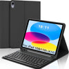 Estuche de teclado desmontable negro para iPad mostrando una pantalla.
