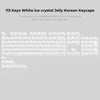 A set of 113 white ice crystal jelly Korean mechanical keyboard keycaps for gaming keyboards.