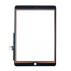 Panel de reemplazo de pantalla táctil negro para iPad con bisel color cobre y conectores visibles.