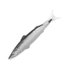 A silver, elongated ocean fish-shaped ballpoint pen.