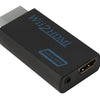 A black Wii to HDMI converter adapter with a gold connector and blue text indicating FullHD 1080P support.