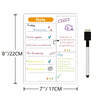 A white magnetic dry erase planner board with a note for Friday's anniversary and to-do list