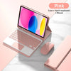 Pink Bluetooth keyboard case for iPad 10th Gen with a touch keyboard and mouse.