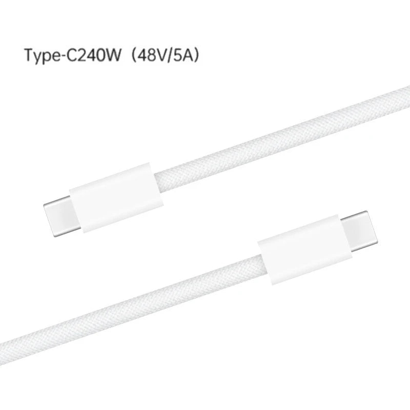Weißes geflochtenes USB-C-Kabel für 240W schnelles Laden