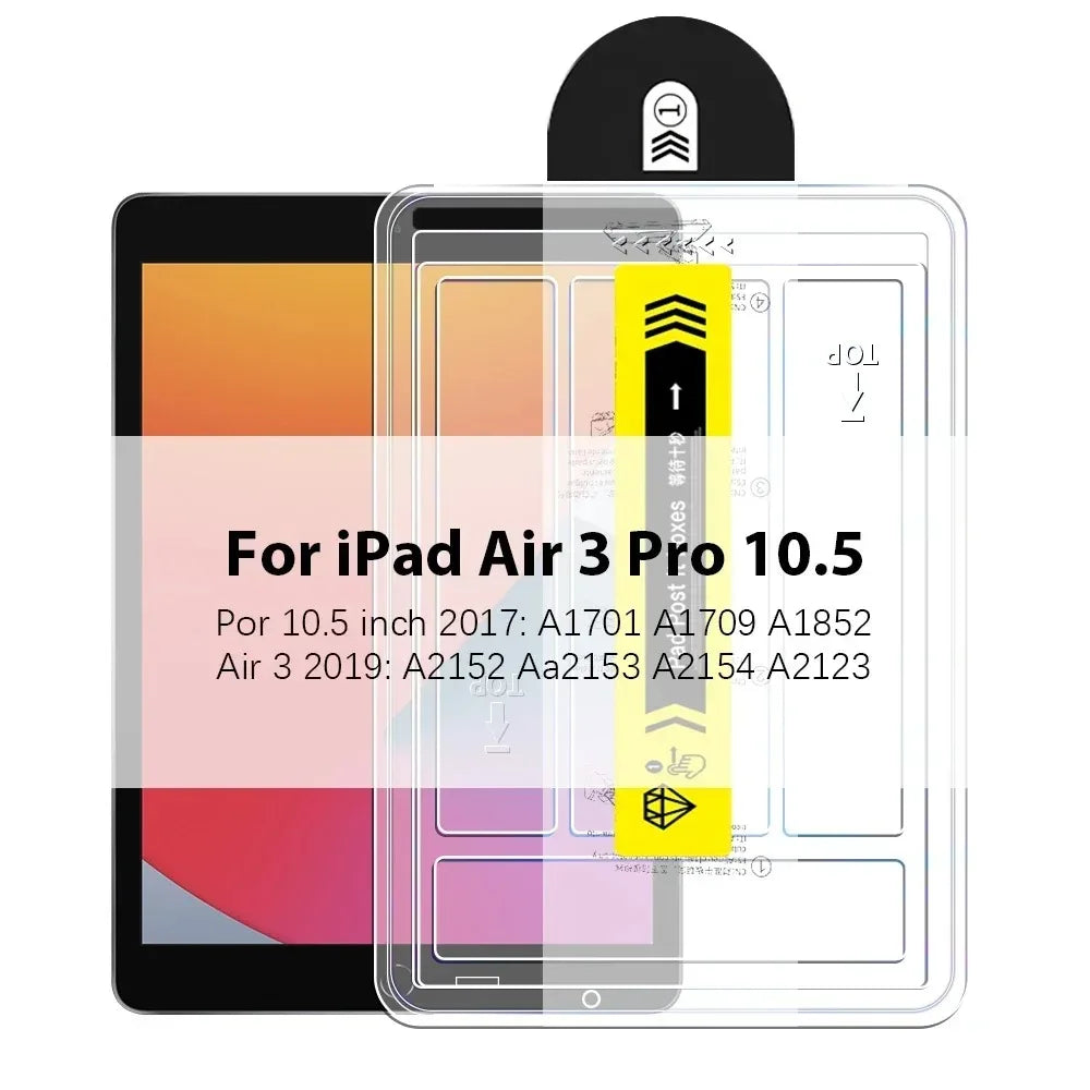 A clear plastic screen protector for an iPad Air 3 10.5 inch model.