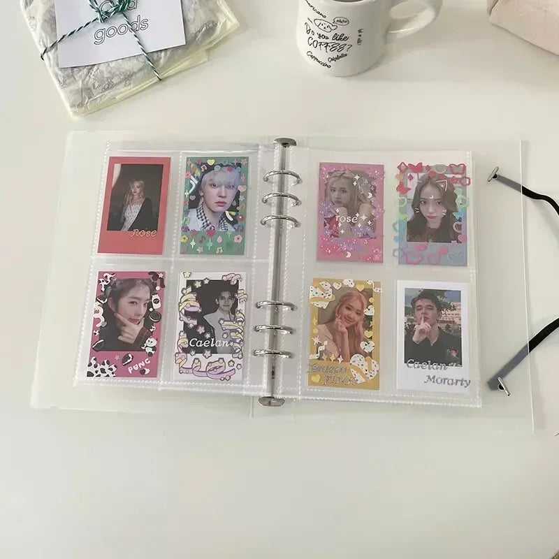 A set of five A5 refillable photo sleeves featuring portraits arranged in a binder style.