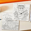 Black and white line art illustrations of cows and lambs for an adult coloring book