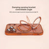 An orange magnetic phone case with a stand featuring a damping sensing bracket and controllable angle.