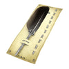 A vintage dip pen set featuring a feather and various nibs displayed on a parchment-like card.