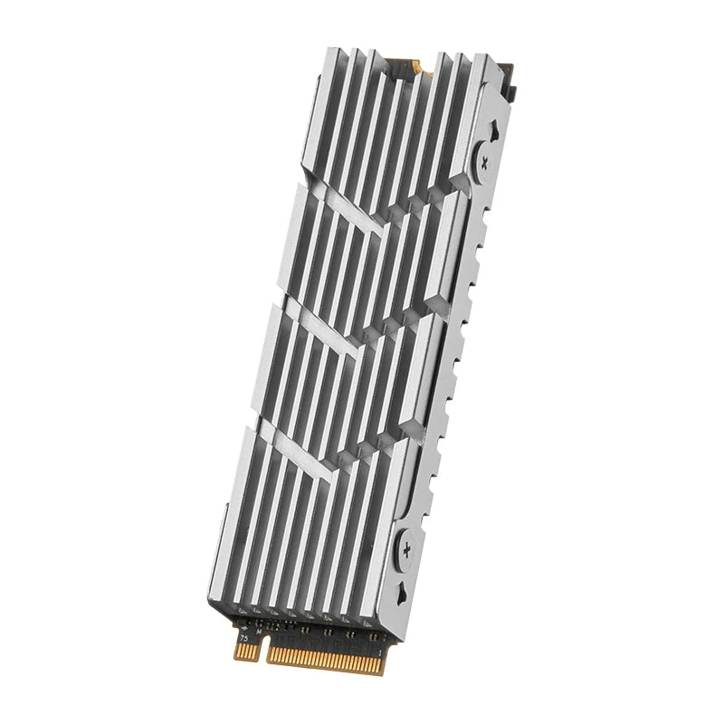 Aluminum M.2 SSD cooler heatsink with vertical fins and mounting holes