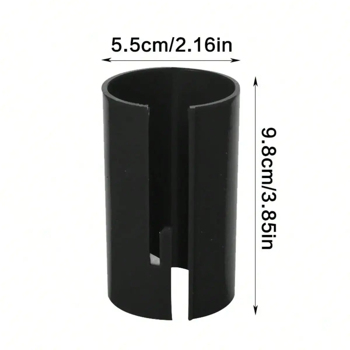 Black portable plastic wrapping paper cutter with dimensions 5.5cm/2.16in by 9.8cm/3.85in