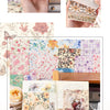 A vintage floral square scrapbook paper set featuring delicate flowers and botanical designs.