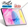 Two matte paper film screen protectors for an iPad display featuring colorful abstract designs.