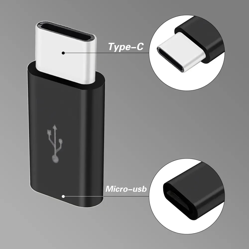 A black adapter showing connections for both Type-C and Micro-USB ports.