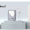 A box containing a magnetic wireless power bank, its user manual, and a foldable plug.
