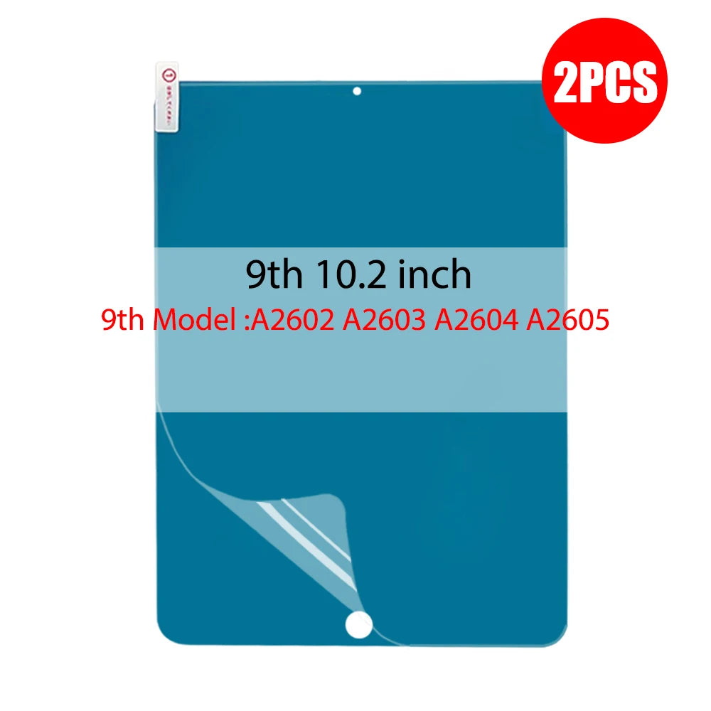 A blue paper-feel screen protector for an Apple iPad, showing a curved design.