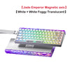 Clavier mécanique avec axe magnétique empereur de jade et touches translucides blanches et brumeuses.