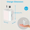 Diagram showing the dimensions of a wall charger, including length and width measurements.