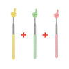 Three stainless steel telescopic teaching pointers in yellow, green, and pink.