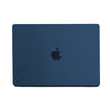 A dark blue laptop case for a MacBook Pro or Air, featuring the Apple logo.