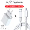 EU 20W Schnellladegerät und USB-C-Kabel für iPhone