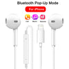 White Bluetooth Pop-Up earphones for iPhone with Call Music and Remote functions