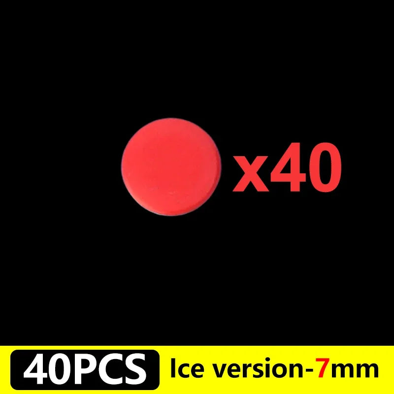 A red round PTFE glide foot is shown next to the text indicating 40 pieces and a 7mm size.