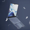 A lightweight hard case for a MacBook, shown in a dark blue color against a gray background.