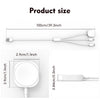 Cable de carga multi-dispositivo blanco de 3 en 1 con cable largo y cabeza de carga pequeña.
