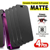 A set of four matte ceramic frosted anti-peep privacy screen protectors for an iPhone.
