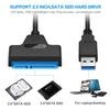 A black USB 3.0 to SATA adapter for connecting 2.5 inch SATA HDD and SSD drives to a laptop or desktop.