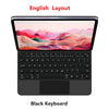 Clavier noir anglais pour iPad, affichant un paysage coloré.