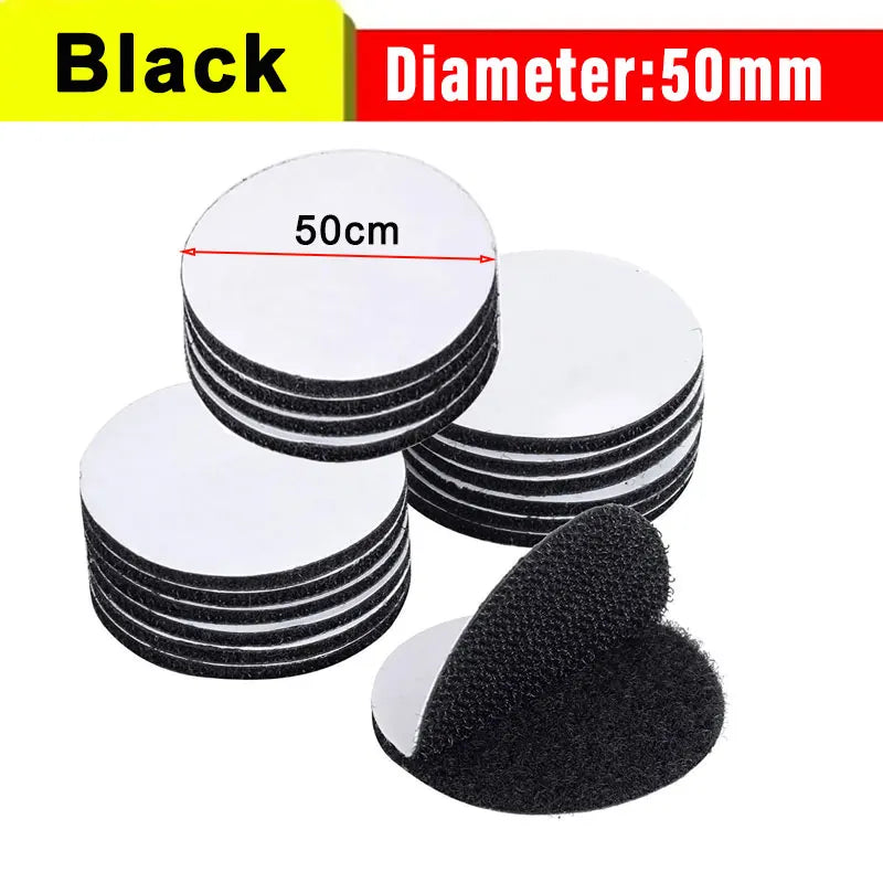 Rubans d'attache auto-adhésifs velcro noir de 50 mm de diamètre.