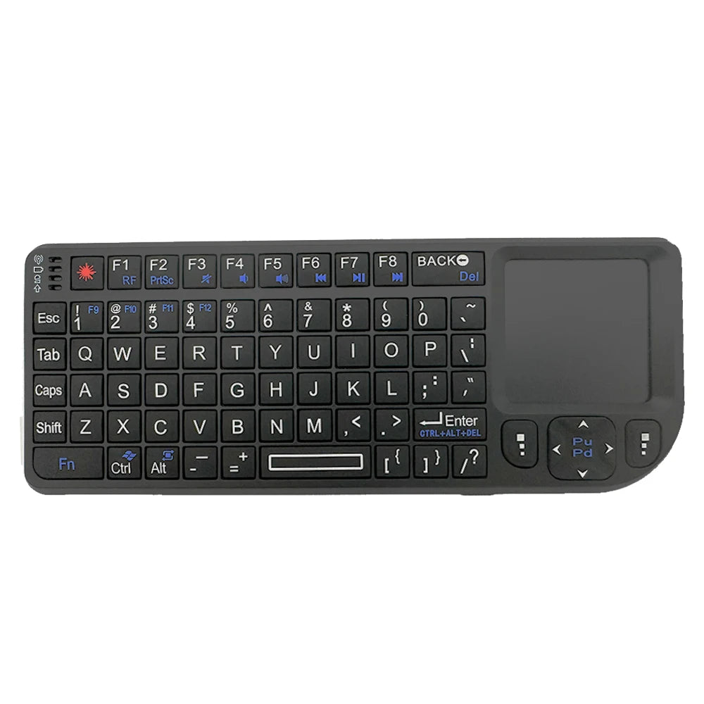 طقم لوحة مفاتيح وفأرة لاسلكية متعددة الوظائف سوداء بتصميم QWERTY