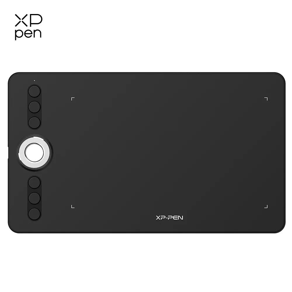 A black XP-Pen drawing tablet with a matte screen protector and four buttons.