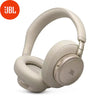A pair of JBL LIVE 780NC Adaptive Noise Cancelling Bluetooth headphones in a light beige color.